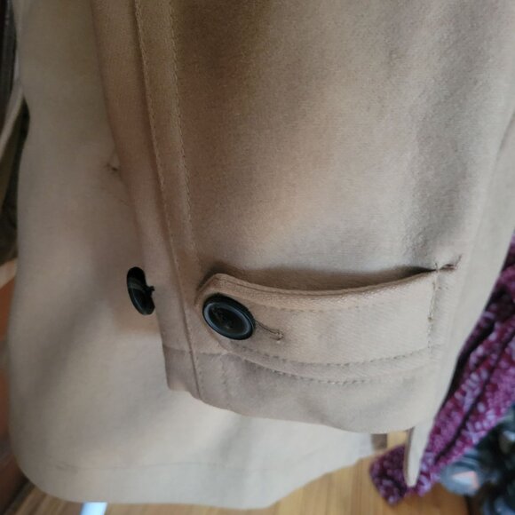 Gap Tan Beige Wool Blend Coat L Sherpa Lining - Picture 10 of 13